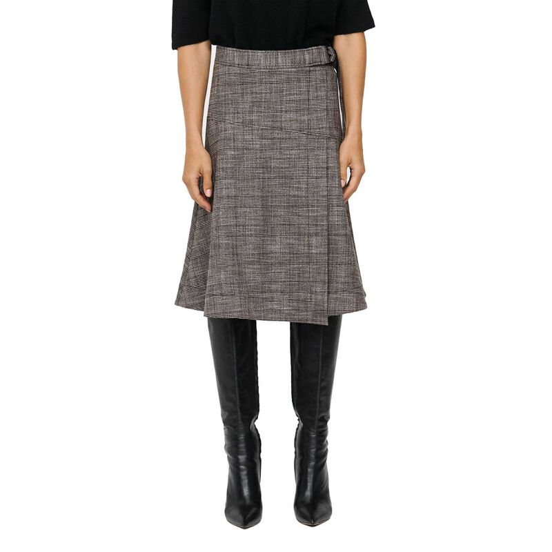 Veronika Maine European Check Belted Wrap Skirt image number 0
